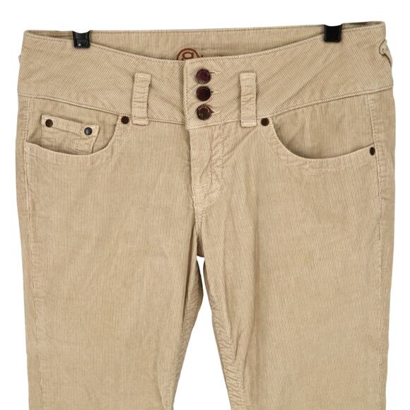 Bebe Pants Womens 25 Waist Beige Stretch Corduroy Ankle Crop Low Rise Pockets - Picture 15 of 15
